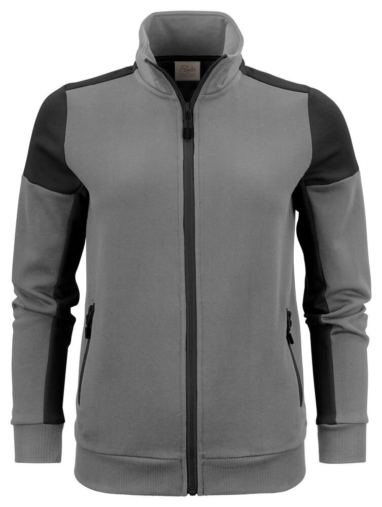 Prime Sweater Volledige Rits Dames — Staalgrijs/Zwart