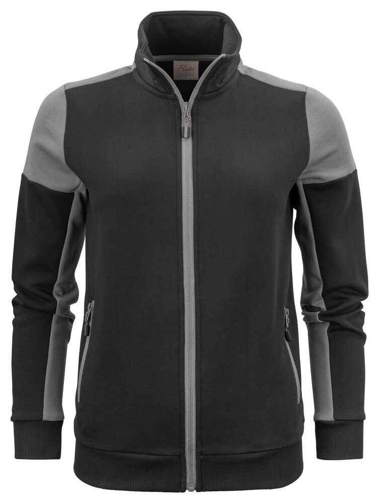Prime Sweater Volledige Rits Dames — Zwart/Staalgrijs