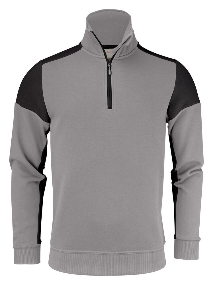 Prime Sweater Halve Rits Unisex — Staalgrijs/Zwart