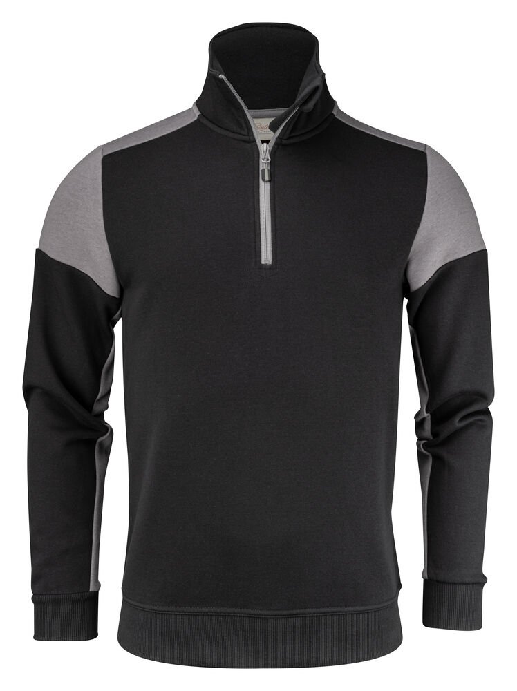 Prime Sweater Halve Rits Unisex — Zwart/Staalgrijs