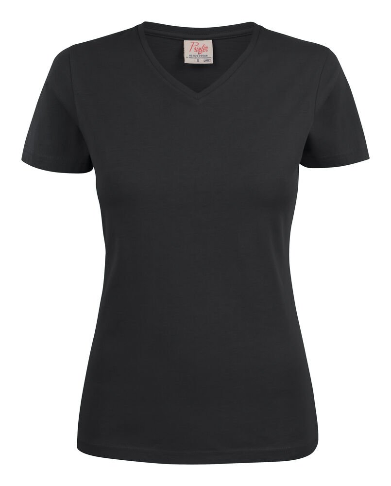 Heavy V-neck  T-Shirt Dames — Zwart
