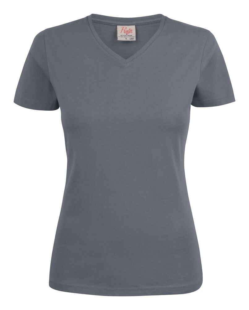 Heavy V-neck  T-Shirt Dames — Staalgrijs