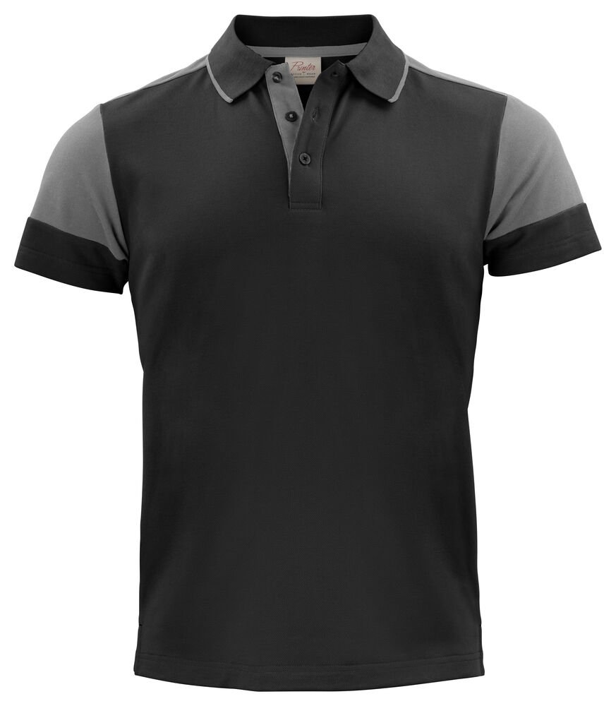 Prime Polo Heren — Zwart/Staalgrijs