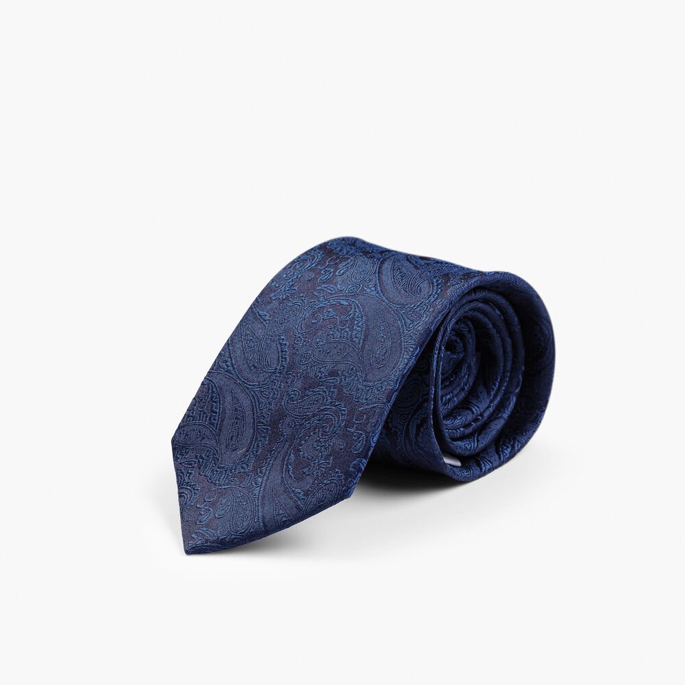 Solid Paisley Tie With Giftbox — Marine