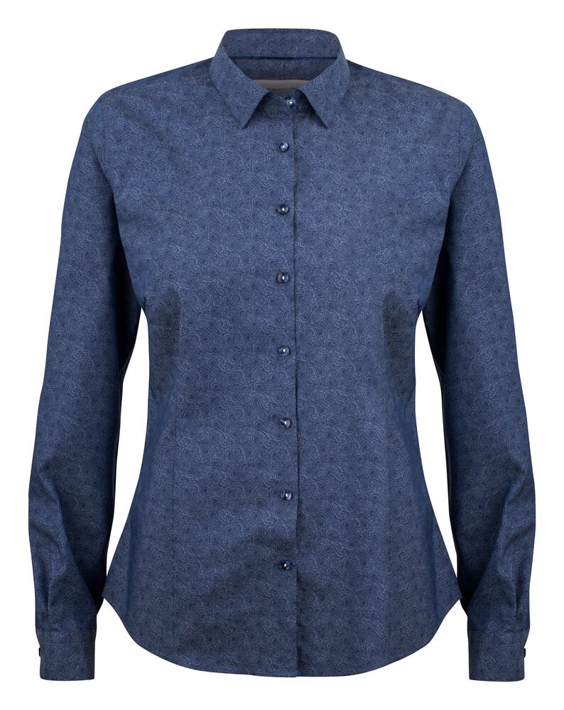 Purple Bow 143  Hemd Dames — Indigo Paisley Fijn Twill