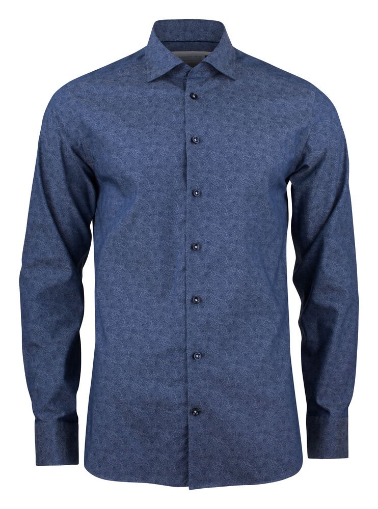 Purple Bow 143  Hemd Slim Fit Heren — Indigo Paisley Fijn Twill