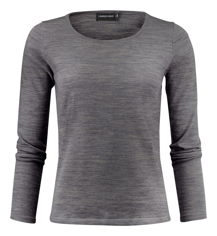 Merino U Gebreide Sweater Dames — Grijs Mêlée