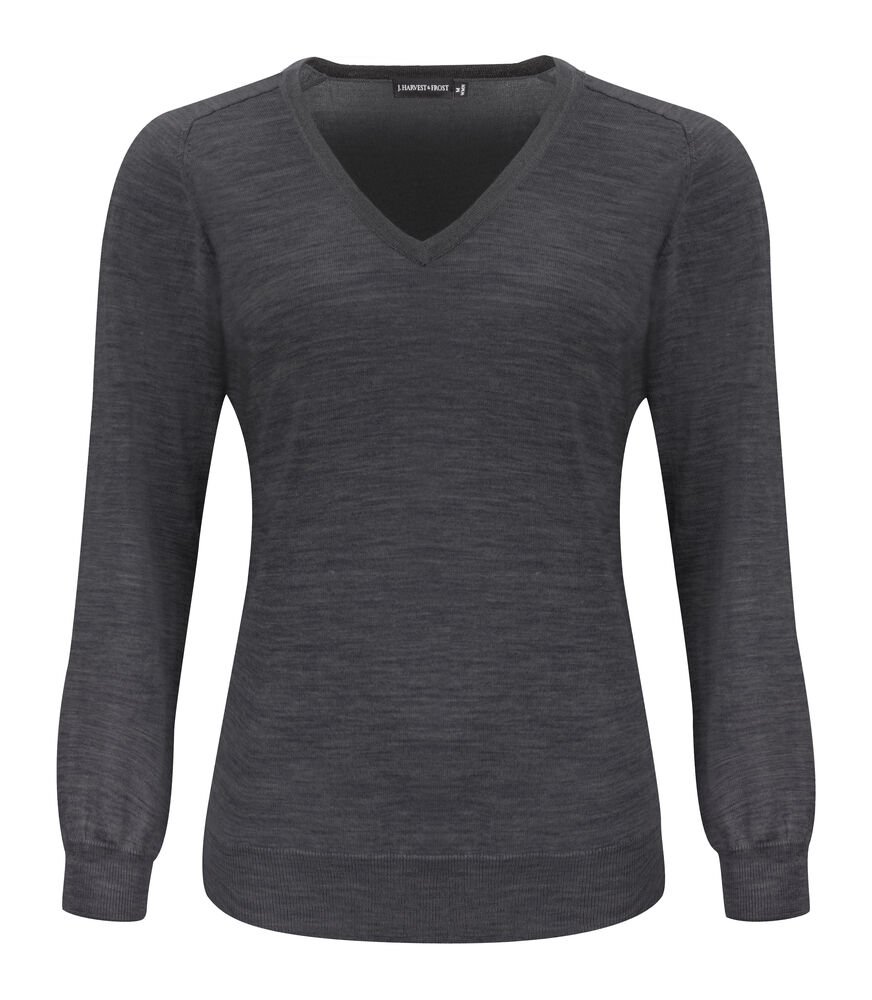 Merino V Gebreide Sweater Dames — Grijs Mêlée