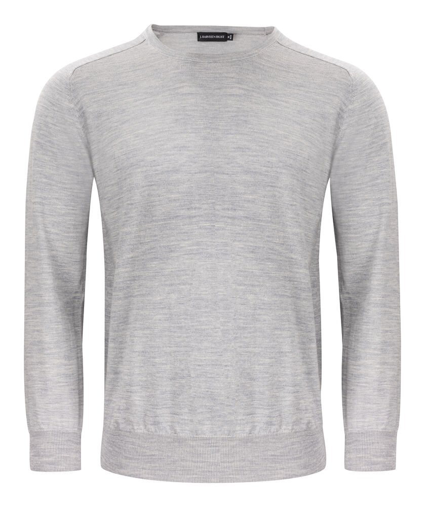 Merino U Gebreide Sweater Heren — Lichtgrijs Mêlée