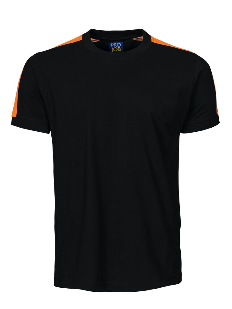 2019 T-SHIRT MET FLUO INZETSTUKKEN — Zwart/Oranje