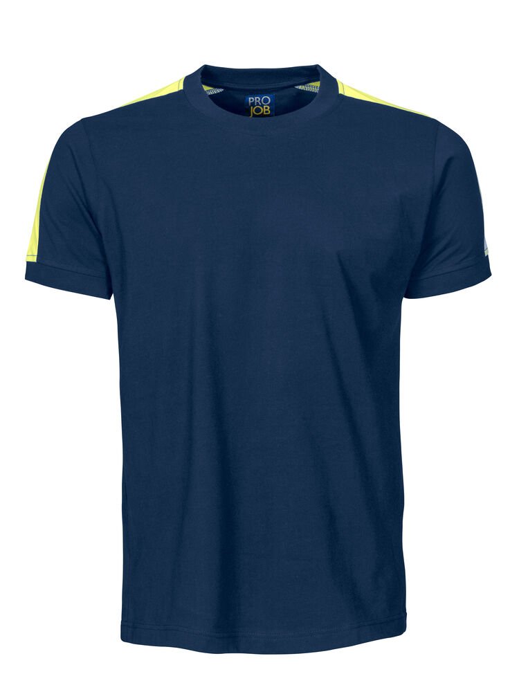 2019 T-SHIRT MET FLUO INZETSTUKKEN — Marine/Geel
