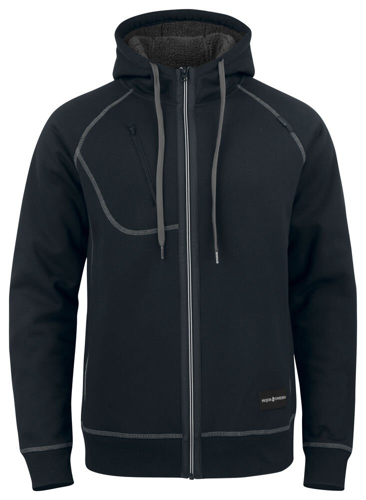 2130 HOODIE MET TEDDYVOERING — Zwart