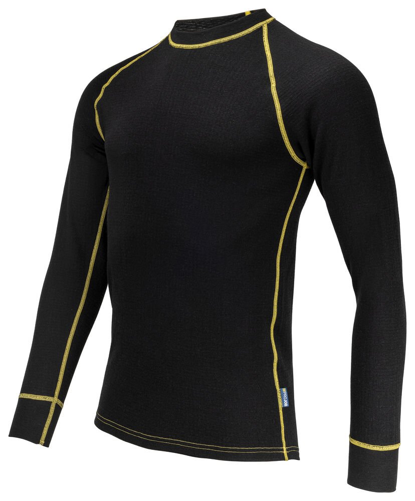 3108 THERMISCH T-SHIRT LANGE MOUWEN WOL — Zwart