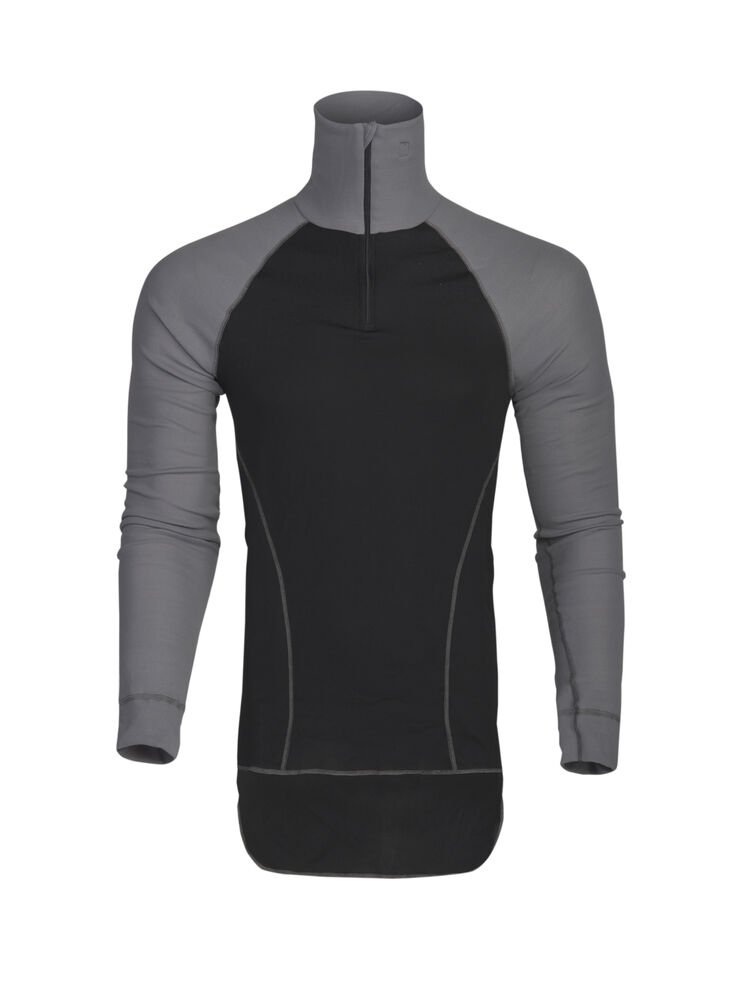 3103 THERMISCH T-SHIRT LANGE MOUWEN MET KORTE RITS — Zwart