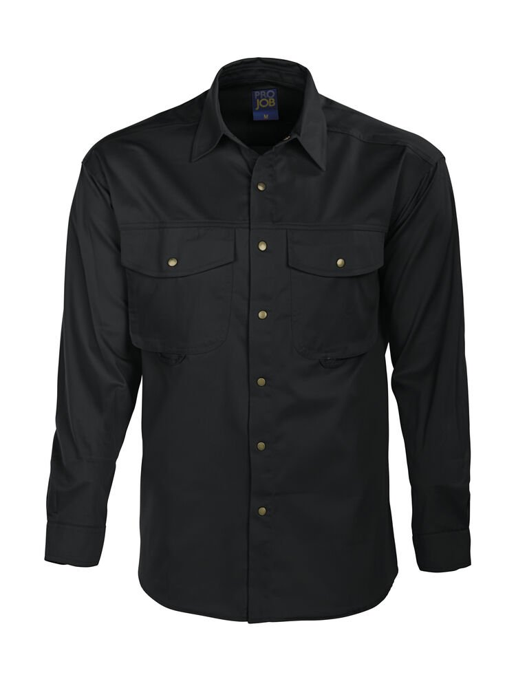 5203 HEMD LANGE MOUWEN — Zwart