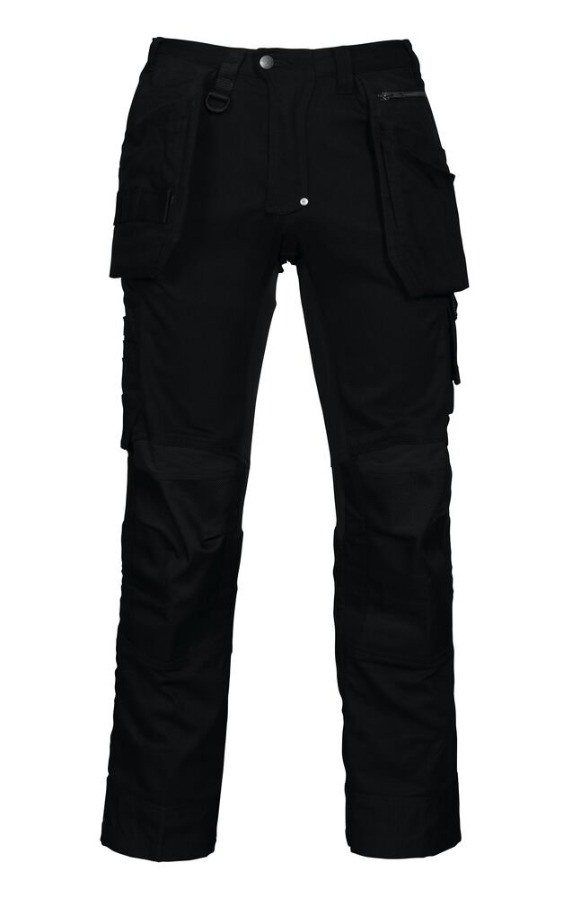 5524 CANVAS BROEK MET KNIEZAKKEN EN SPIJKERZAKKEN — Zwart