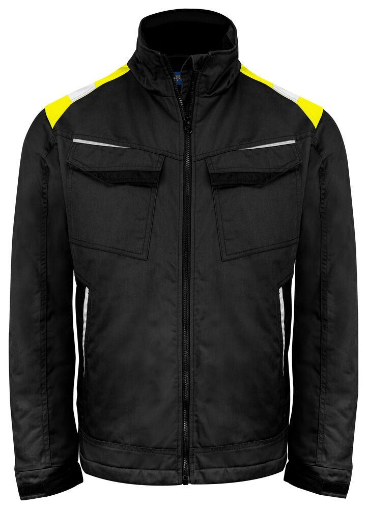 5428 GEVOERDE SERVICE VEST — Zwart/Geel