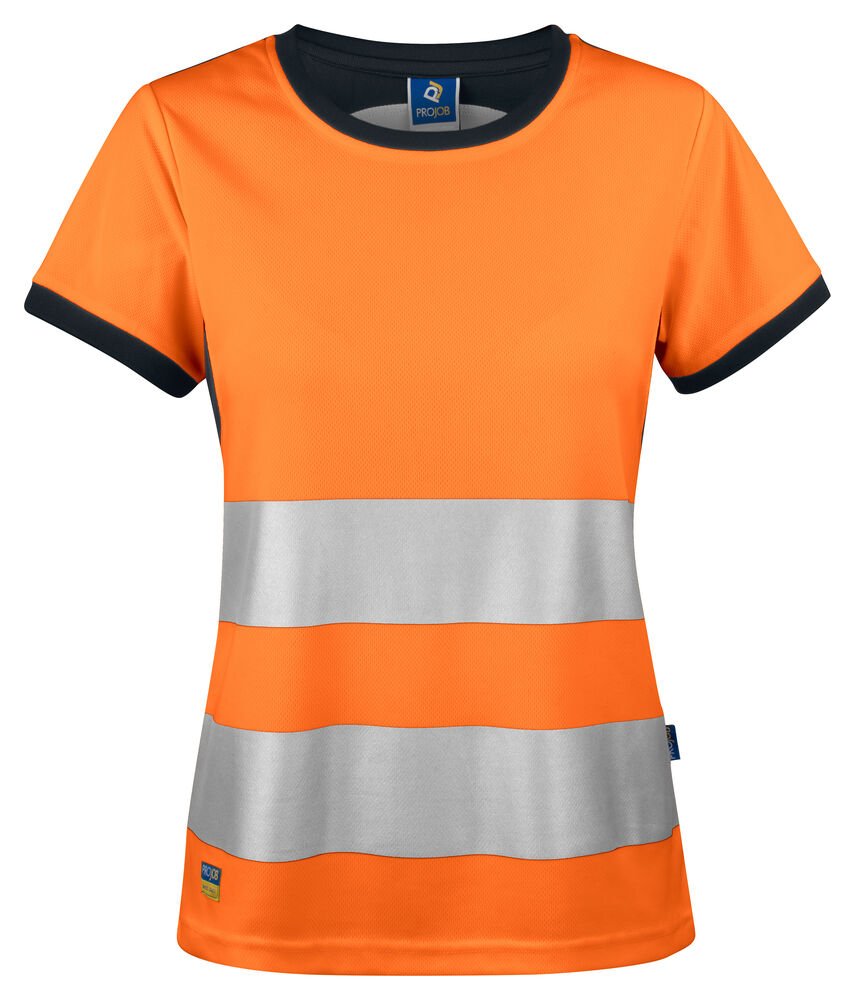 6012 SIGNALISATIET-SHIRT EN ISO 20471 KLASSE 2 DAMES — Oranje/Zwart