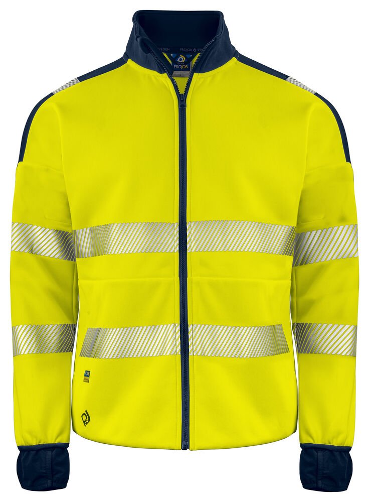 6109 SIGNALISATIESWEATER MET LANGE RITSSLUITING EN ISO 20471 KLASSE 3 — Geel/Marine