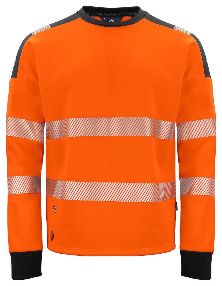 6108 SIGNALISATIESWEATER RONDE HALS EN ISO 20471 KLASSE 3 — Oranje/Zwart