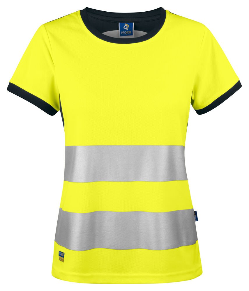 6012 SIGNALISATIET-SHIRT EN ISO 20471 KLASSE 2 DAMES — Geel/Zwart