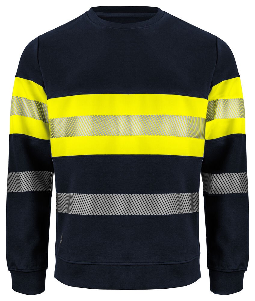 6129 SIGNALISATIESWEATER EN ISO 20471 KLASSE 1 — Geel/Marine