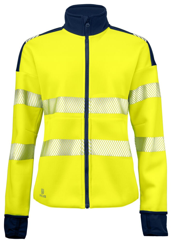 6111 DAMES SIGNALISATIESWEATER EN ISO 20471 KLASSE 3/2 — Geel/Marine