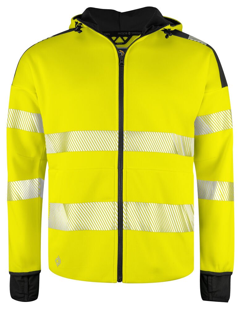 6110 SIGNALISATIEHOODIE EN ISO 20471 KLASSE 3 — Geel/Zwart