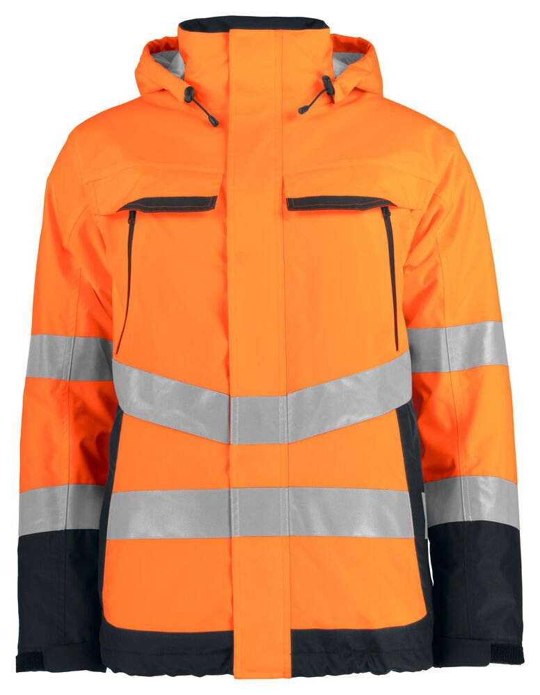 6441 GEVOERDE SIGNALISATIEREGENJAS EN ISO 20471 KLASSE 3 — Oranje/Zwart