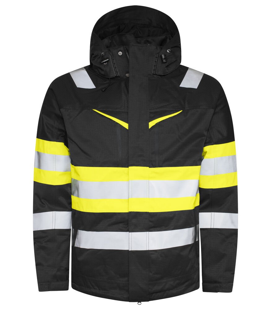 6454 GEVOERDE SIGNALISTIEJAS EN ISO 20471 KLASSSE 1 — Geel/Zwart