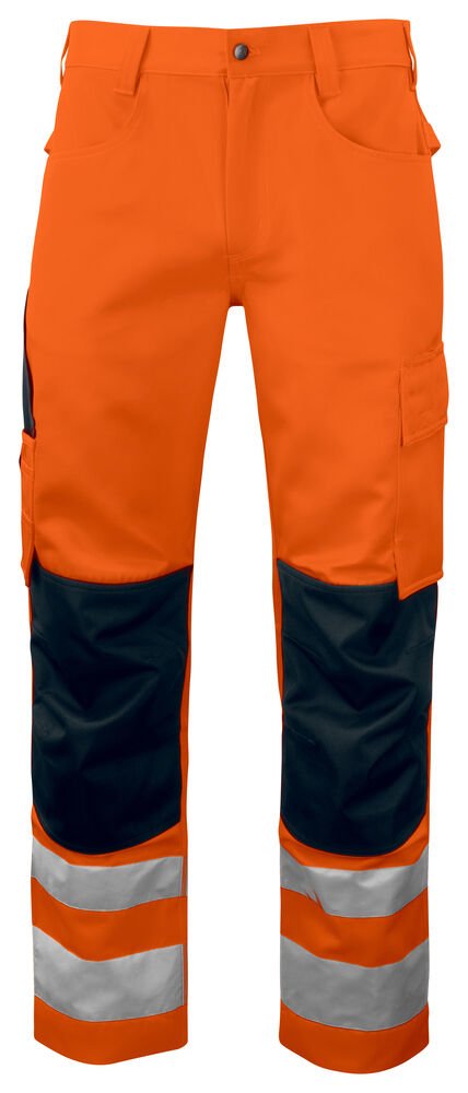 6532 SIGNALISATIEBROEK MET KNIEZAKKEN EN ISO 20471 KLASSE 2 — Oranje/Zwart