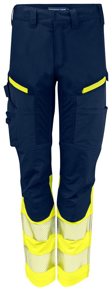 6538 DAMES SIGNALISATIE STRETCHBROEK EN ISO 20471 KLASSE 1 — Geel/Marine