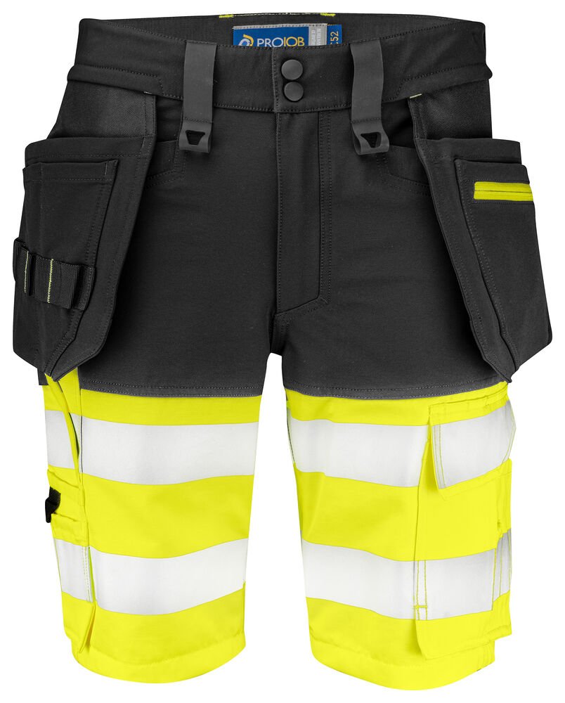 6580 SIGNALISATIE STRETCHSHORT EN ISO 20471 KLASSE 1 — Geel/Zwart