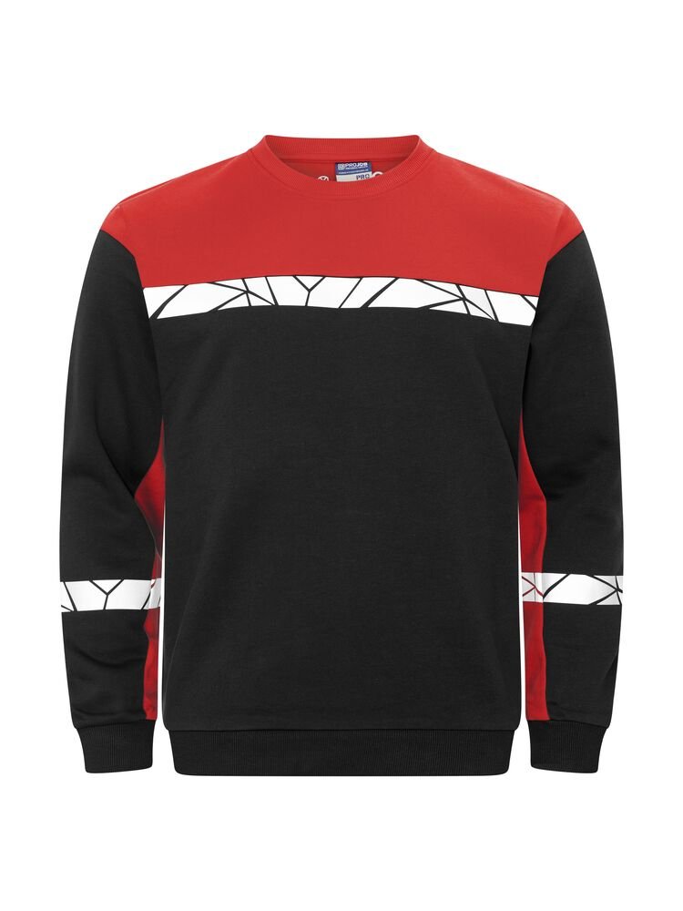 7101 SWEATER RONDE HALS — Zwart/rood